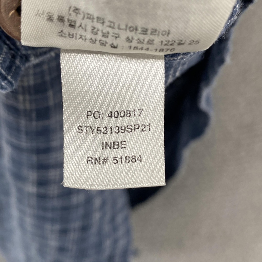 Patagonia Back Step Shirt‎ Mens XL Blue Plaid Hemp Cotton Short Sleeve Button Up - Picture 8 of 13